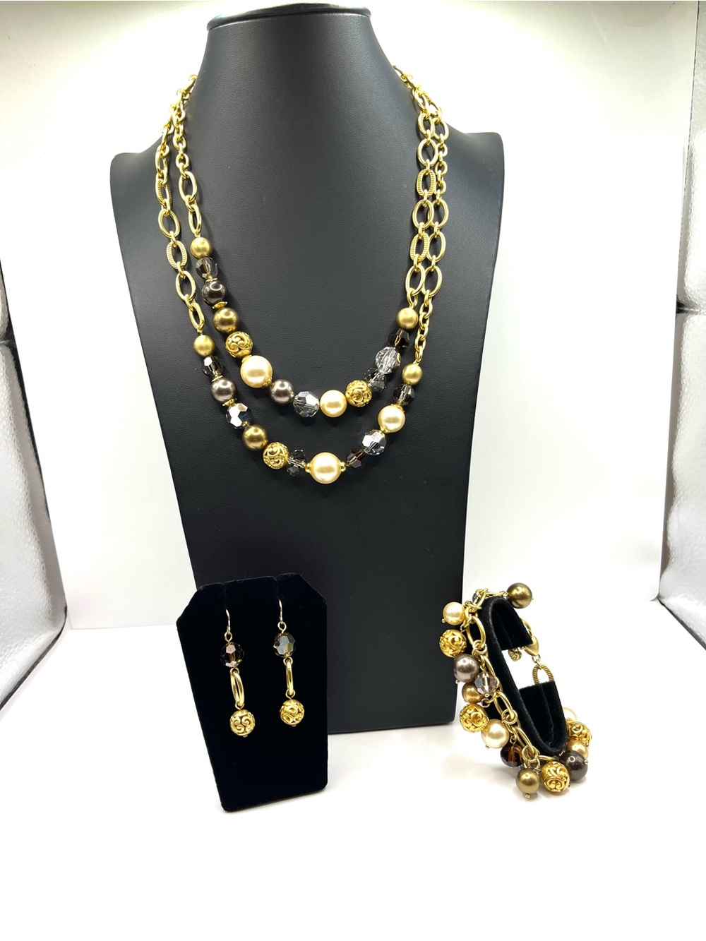 Brighton Gold Plated Multi-Bead Necklace Set Necklace Earrings Bracelet